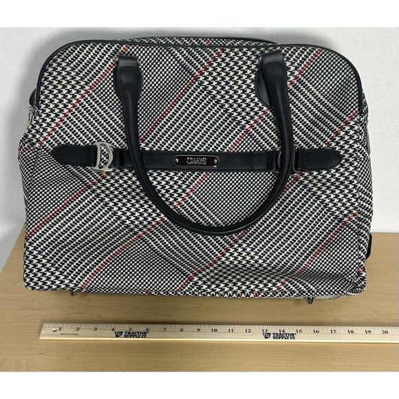 CHAPS Collection Travel Tote Houndstooth Weekender Large Shoulder Duffle Plaid - Picture 4 of 6